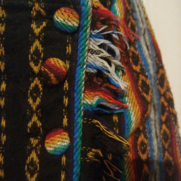 Guess By Georges Marciano Soft Colorful Ethnic Midi Wrap Skirt Fringe 27 - Picture 6 of 11